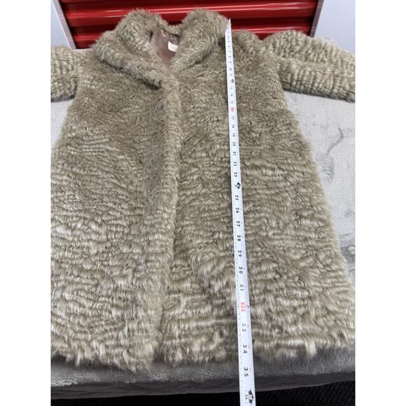 Laundry by Shelli Segal Faux Fur Coat Brown Gray Long Sleeve Small Hook Eye - Picture 14 of 16